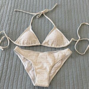 Classic Cream Textured Bikini Set - Women Intimates & Sleepwear